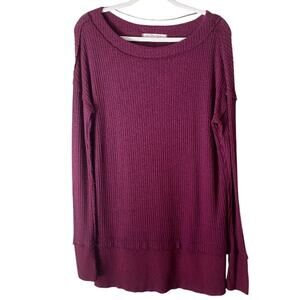 We the Free | Waffle Knit Long Sleeve Tunic Top Oversized Purple Maroon XS